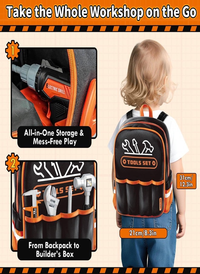 KidBloom Kids Tool Set with Backpack, 50 PCS Toddler Pretend Tools with Electronic Toy Drill, Safety Helmet & DIY Parts, Toys for 3 4 Year Old Boys - Image 4